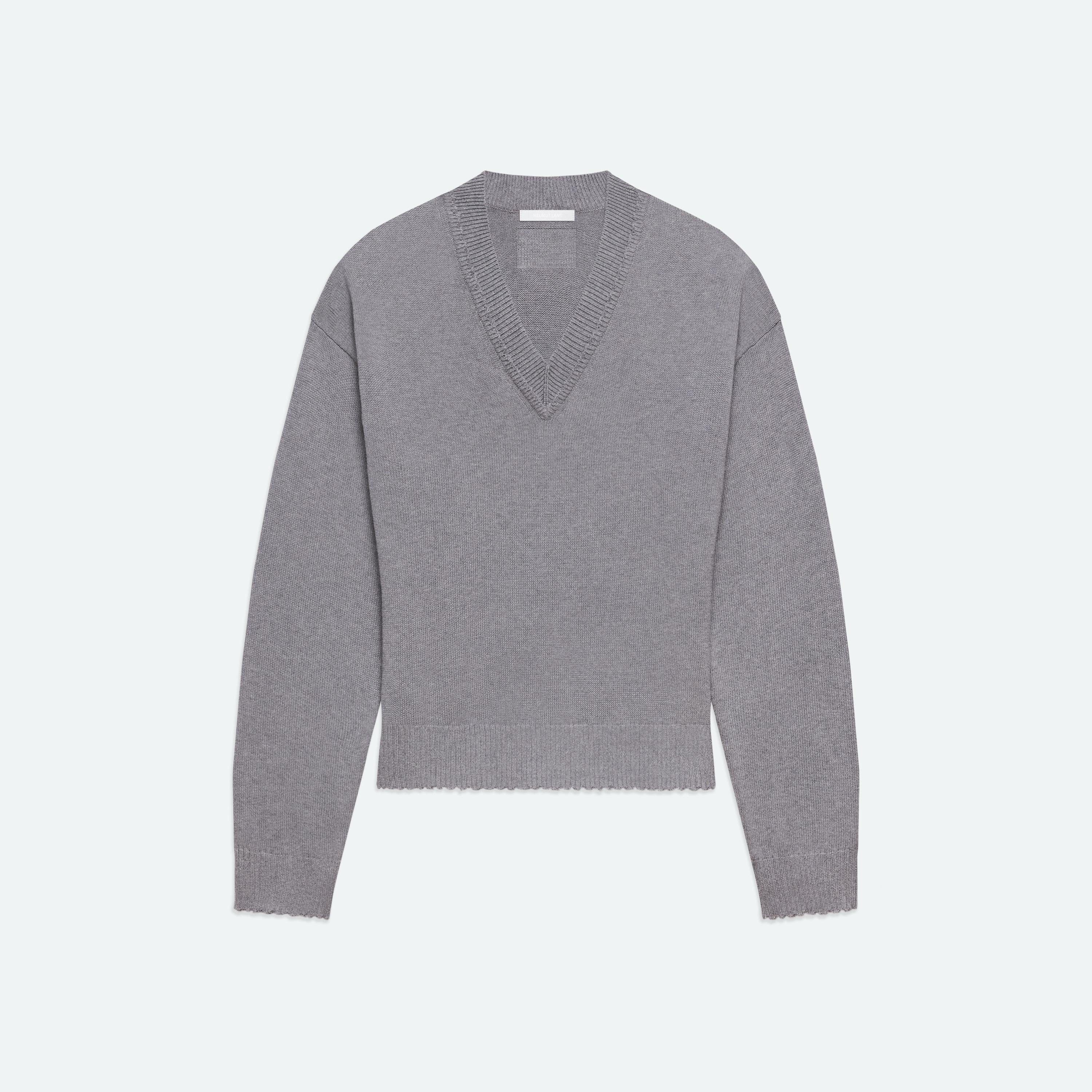 Distressed V-Neck Sweater in Cotton | Women's Sweater | HELMUT LANG