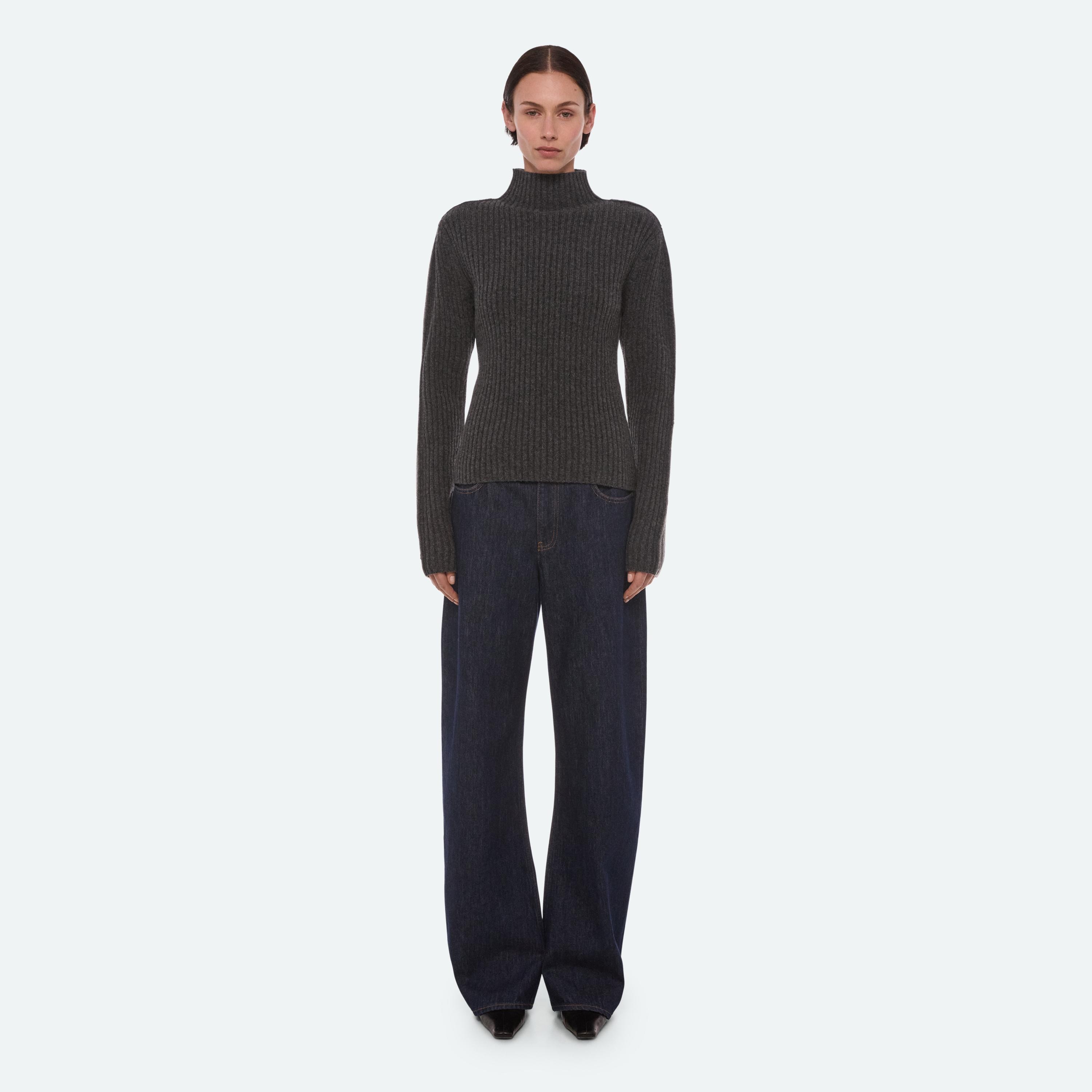 Wool Mock-Neck Sweater in Rustic Wool | Women's Sweater | HELMUT LANG