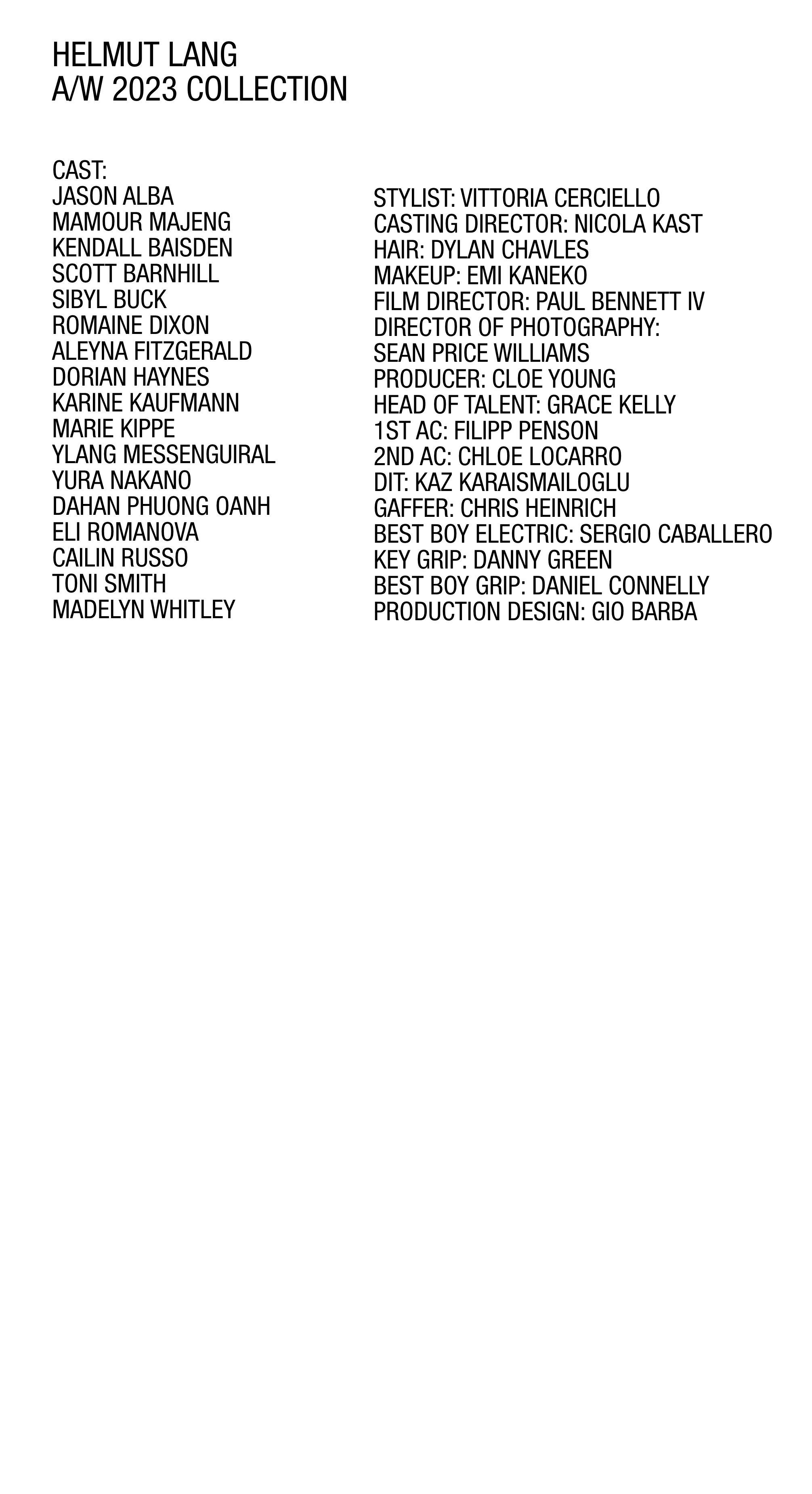 Helmut Lang A/W 2023 Collection